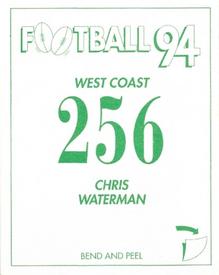 1994 Select AFL Stickers #256 Chris Waterman Back